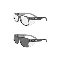 MAGID Gemstone Y50 Performance Anti-Fog Safety Glasses with Side Shields, Clear & Gray Lens, Scratch-Resistant Polycarbonate Lenses, 2 Pairs