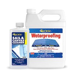 STAR BRITE Waterproofing Spray, Waterproofer + Stain Repellent + UV Protection – 1 GAL (081900N) & STAR BRITE Sail & Canvas Cleaner Concentrated Formula – 16 OZ (082016)