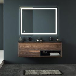 SPOFLYINN 32×24 Inch Bathroom Led Mirror with Anti-Fog IP54 Waterproof Vanity Mirror Wall Switch Control Bathroom Wall Mirror Silver
