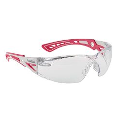 Bolle Safety Bolle Bollé Safety 40254, Rush+ Small Safety Glasses Platinum®, Pink & White Frame, Clear Lenses