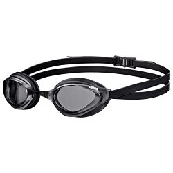 ARENA Unisex Python Racing Swim Goggles for Men and Women Anti-Fog Non-Mirror Lens Max Comfort Dual Strap, Smoke/Black