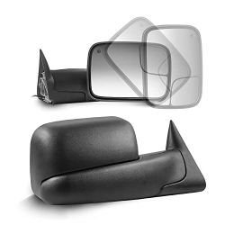 MOSTPLUS Pair Tow Mirrors Compatible with 1998-2002 Dodge Ram 1500/2500/3500 w/Power Heating Black